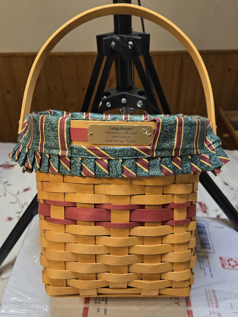 Vintage 1998 Longaberger Glad Tidings Christmas Basket Set